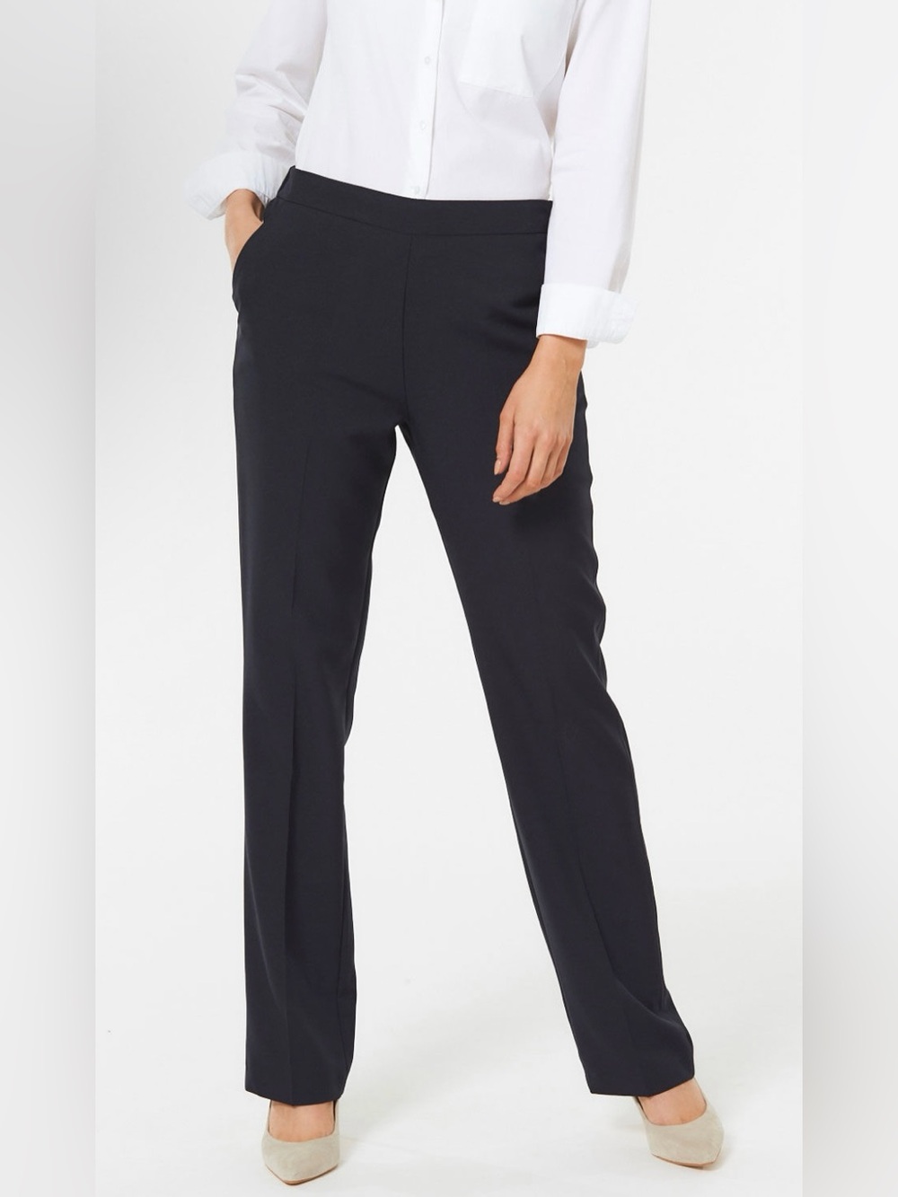 Babaton Black Pull On Elastic Waistband Straight-Leg Trousers - Size 12